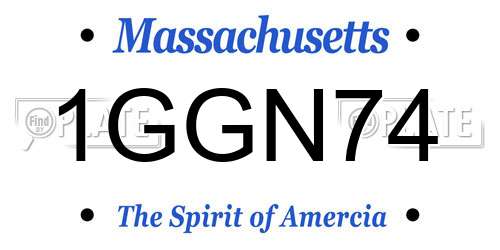 1GGN74 Massachusetts License Plate
