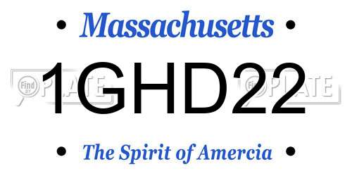 1GHD22 Massachusetts License Plate