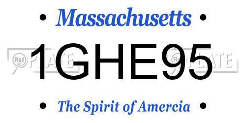 1GHE95 Massachusetts License Plate