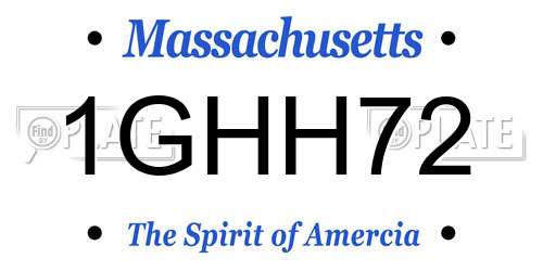 1GHH72 Massachusetts License Plate