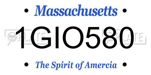 1GIO580 Massachusetts License Plate
