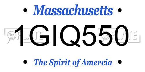 1GIQ550 Massachusetts License Plate