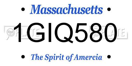 1GIQ580 Massachusetts License Plate