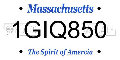 1GIQ850 Massachusetts License Plate