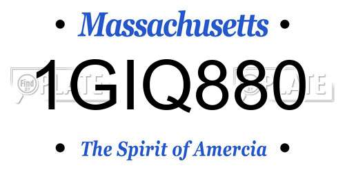 1GIQ880 Massachusetts License Plate