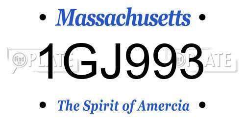1GJ993 Massachusetts License Plate
