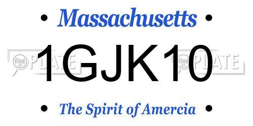 1GJK10 Massachusetts License Plate