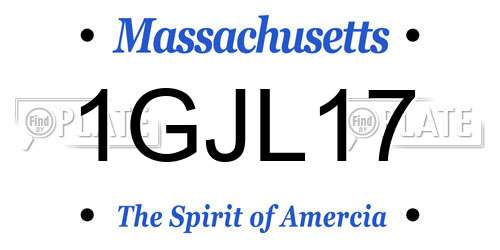 1GJL17 Massachusetts License Plate