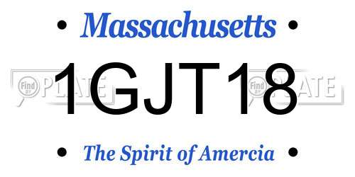 1GJT18 Massachusetts License Plate