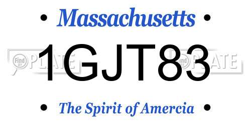1GJT83 Massachusetts License Plate