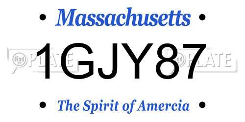 1GJY87 Massachusetts License Plate