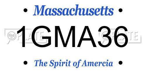 1GMA36 Massachusetts License Plate