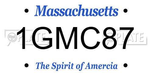 1GMC87 Massachusetts License Plate