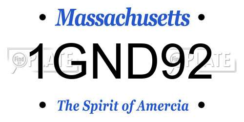 1GND92 Massachusetts License Plate