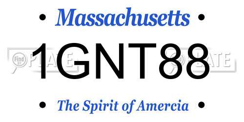 1GNT88 Massachusetts License Plate