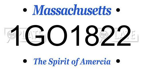 1GO1822 Massachusetts License Plate