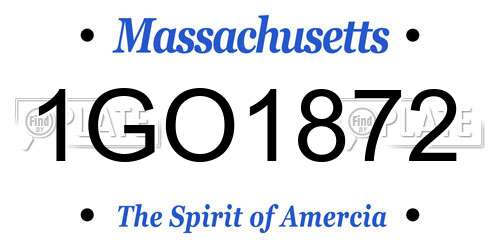 1GO1872 Massachusetts License Plate