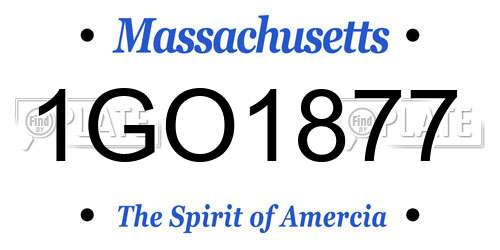 1GO1877 Massachusetts License Plate