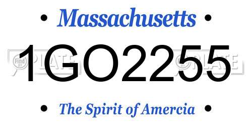 1GO2255 Massachusetts License Plate