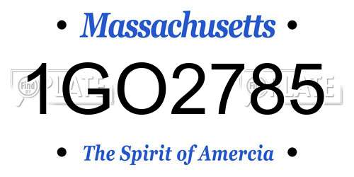 1GO2785 Massachusetts License Plate