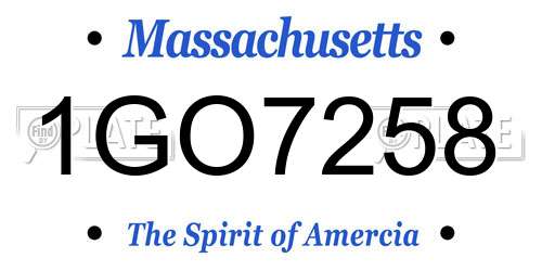 1GO7258 Massachusetts License Plate