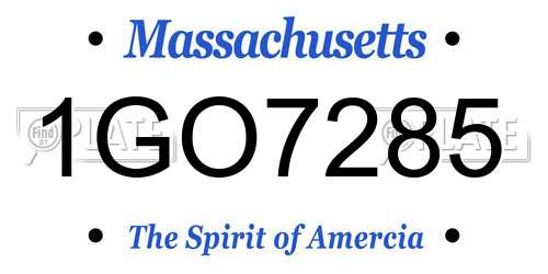 1GO7285 Massachusetts License Plate