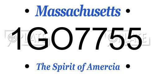 1GO7755 Massachusetts License Plate
