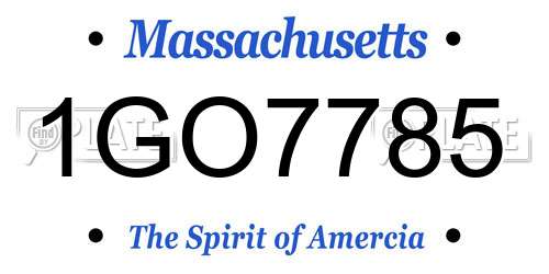 1GO7785 Massachusetts License Plate