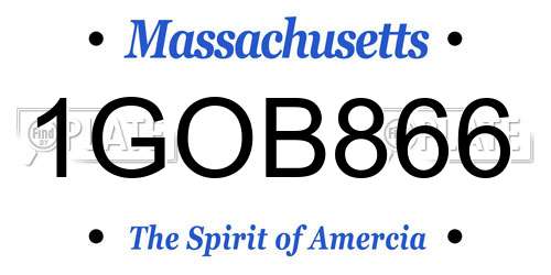 1GOB866 Massachusetts License Plate