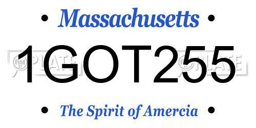 1GOT255 Massachusetts License Plate