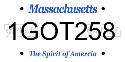 1GOT258 Massachusetts License Plate