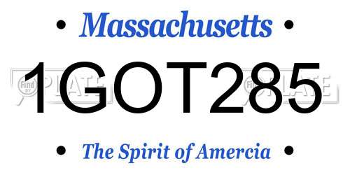 1GOT285 Massachusetts License Plate