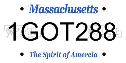 1GOT288 Massachusetts License Plate