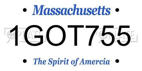 1GOT755 Massachusetts License Plate