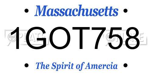 1GOT758 Massachusetts License Plate