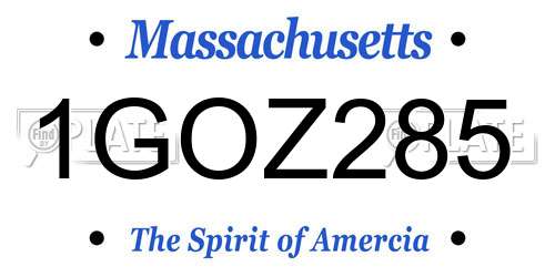 1GOZ285 Massachusetts License Plate