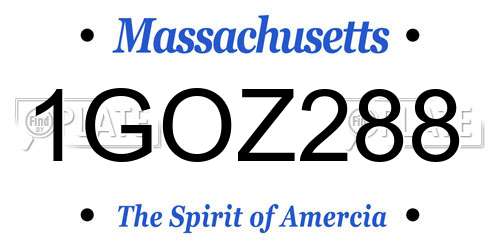 1GOZ288 Massachusetts License Plate