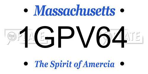 1GPV64 Massachusetts License Plate