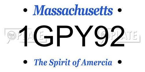 1GPY92 Massachusetts License Plate