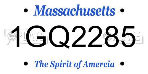 1GQ2285 Massachusetts License Plate