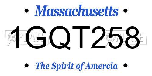 1GQT258 Massachusetts License Plate