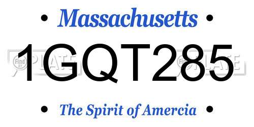 1GQT285 Massachusetts License Plate