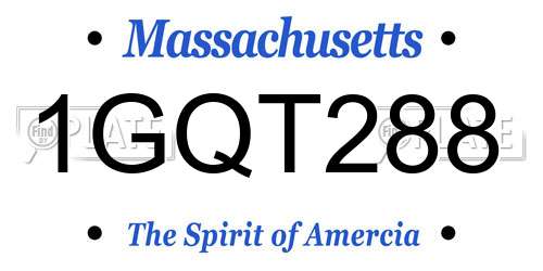 1GQT288 Massachusetts License Plate