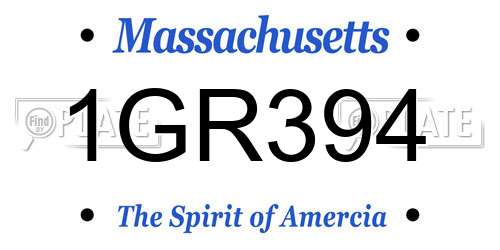 1GR394 Massachusetts License Plate