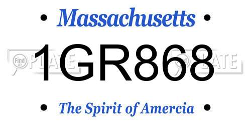 1GR868 Massachusetts License Plate