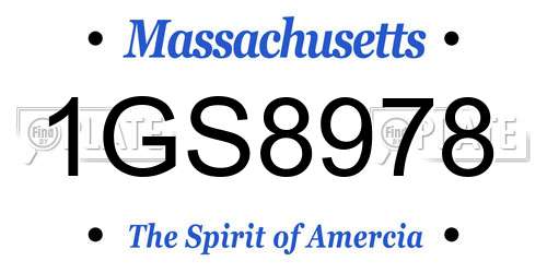 1GS8978 Massachusetts License Plate