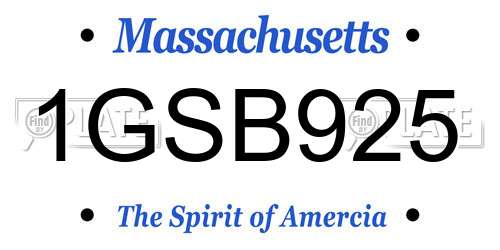 1GSB925 Massachusetts License Plate