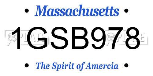 1GSB978 Massachusetts License Plate