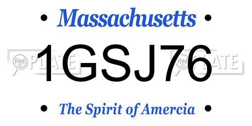1GSJ76 Massachusetts License Plate