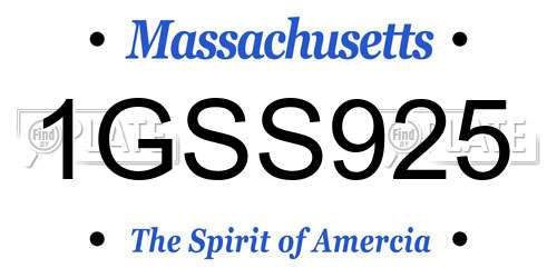 1GSS925 Massachusetts License Plate